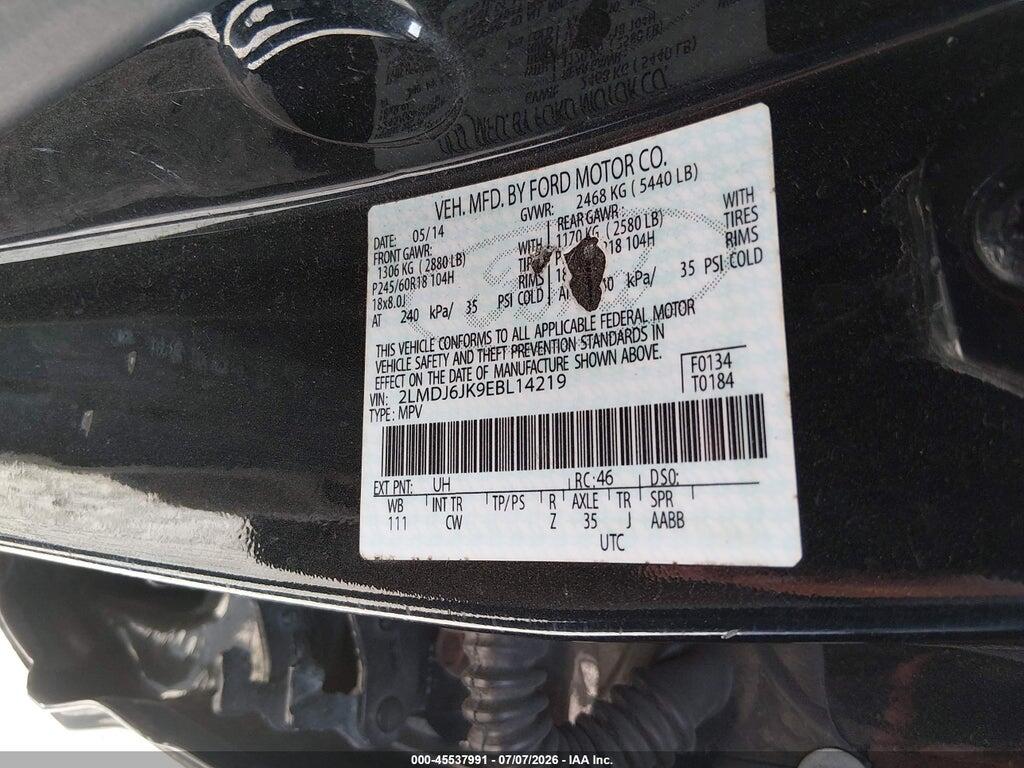 2LMDJ6JK9EBL14219 2014 LINCOLN MKX photo no. 9