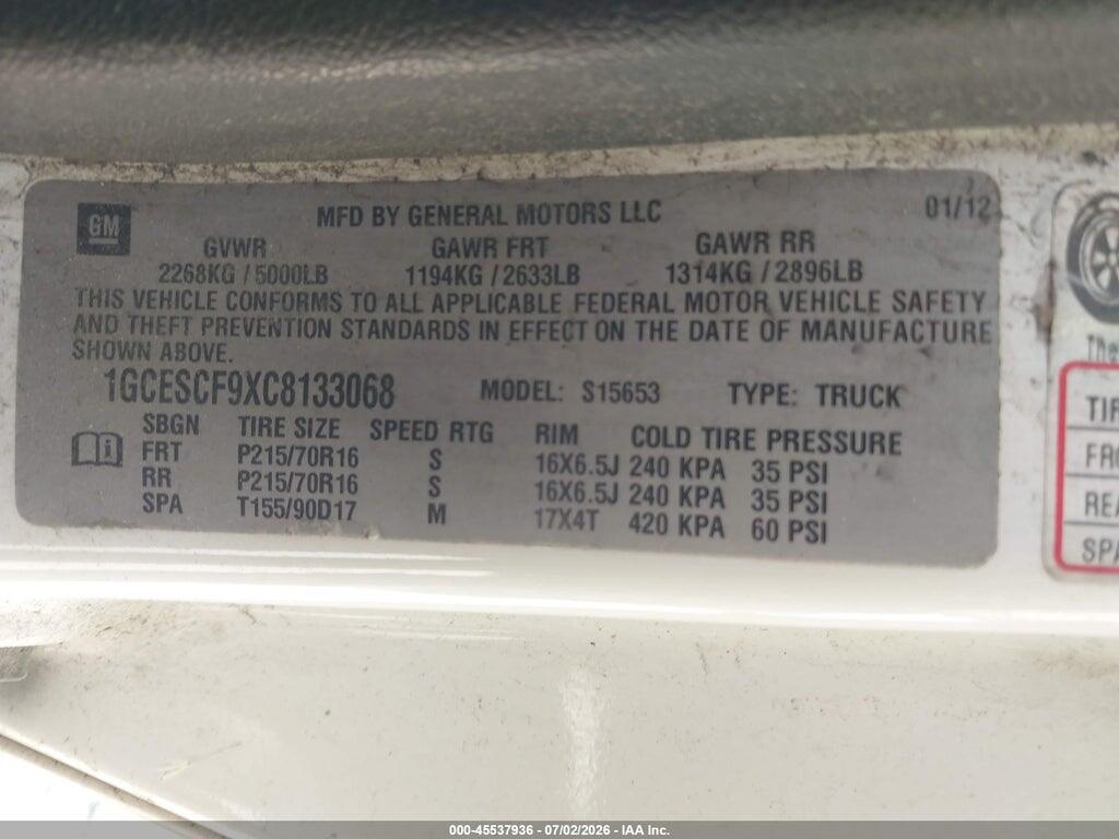 1GCESCF9XC8133068 2012 CHEVROLET COLORADO photo no. 9