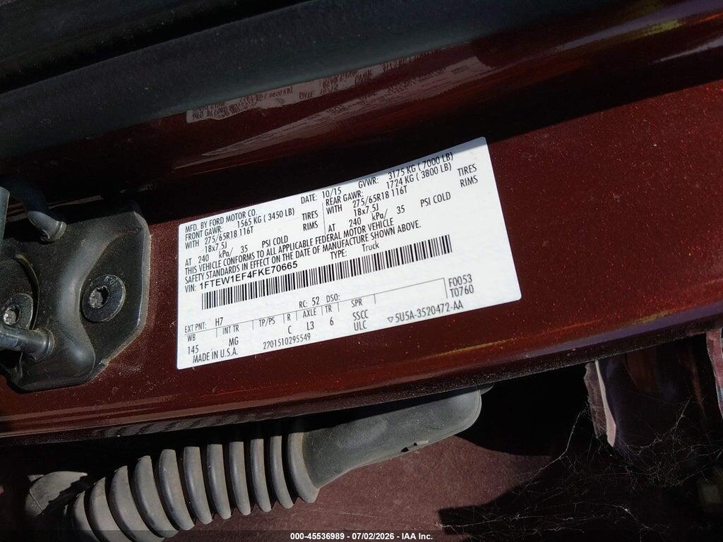 1FTEW1EF4FKE70665 2015 FORD F-150 photo no. 9