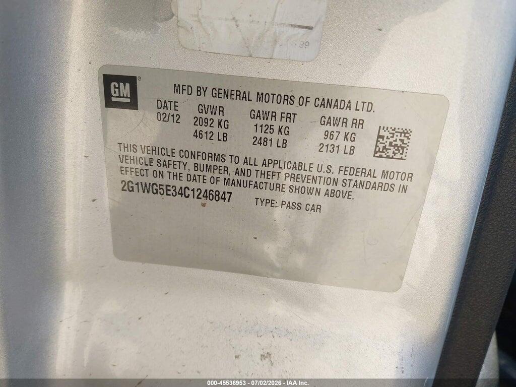 2G1WG5E34C1246847 2012 CHEVROLET IMPALA photo no. 9