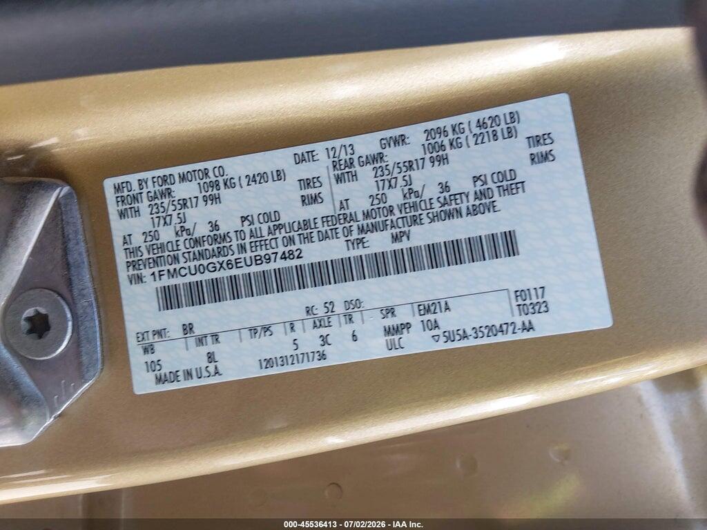 1FMCU0GX6EUB97482 2014 FORD ESCAPE photo no. 9