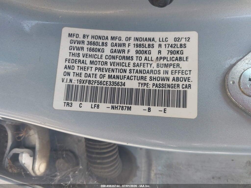 19XFB2F56CE335634 2012 HONDA CIVIC photo no. 9