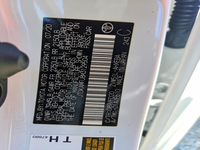 2021 TOYOTA PRIUS LE — Фото 13 из 13