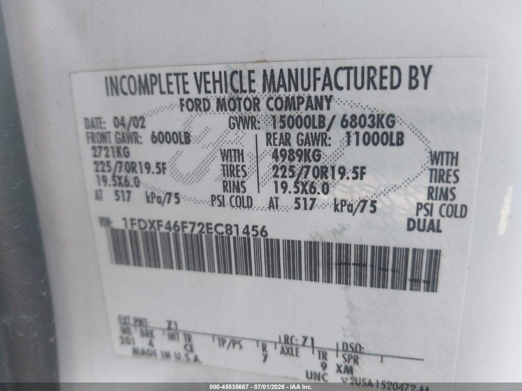 1FDXF46F72EC81456 2002 FORD F-450 photo no. 8