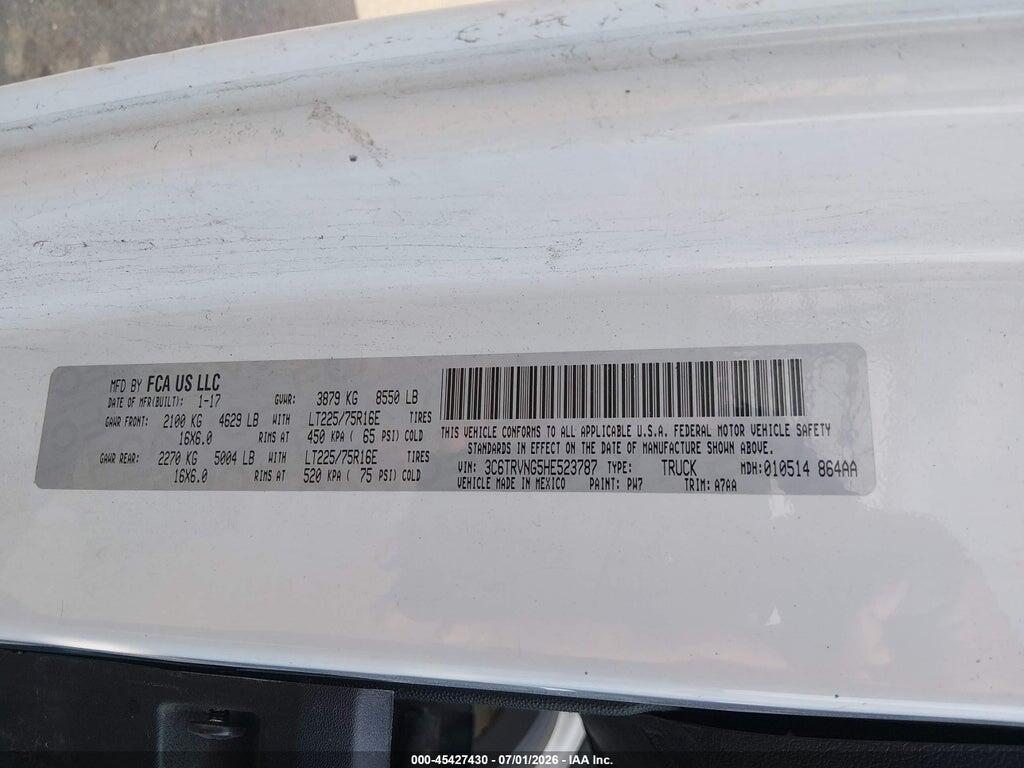 3C6TRVNG5HE523787 2017 RAM PROMASTER 1500 photo no. 9