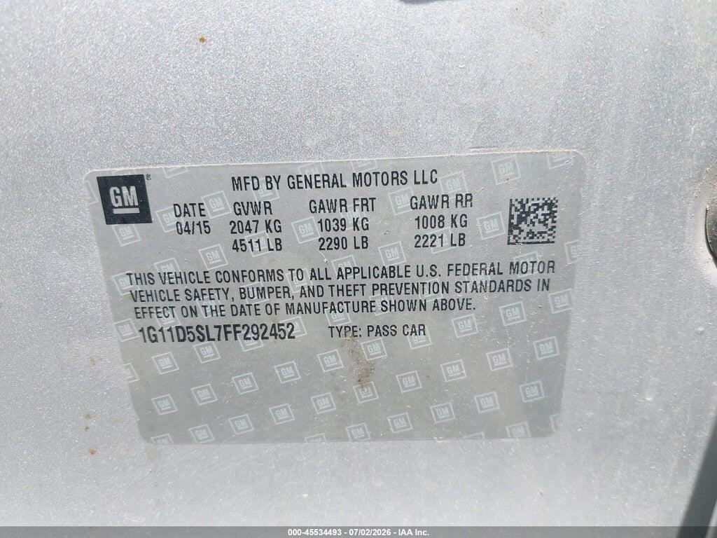 1G11D5SL7FF292452 2015 CHEVROLET MALIBU photo no. 9