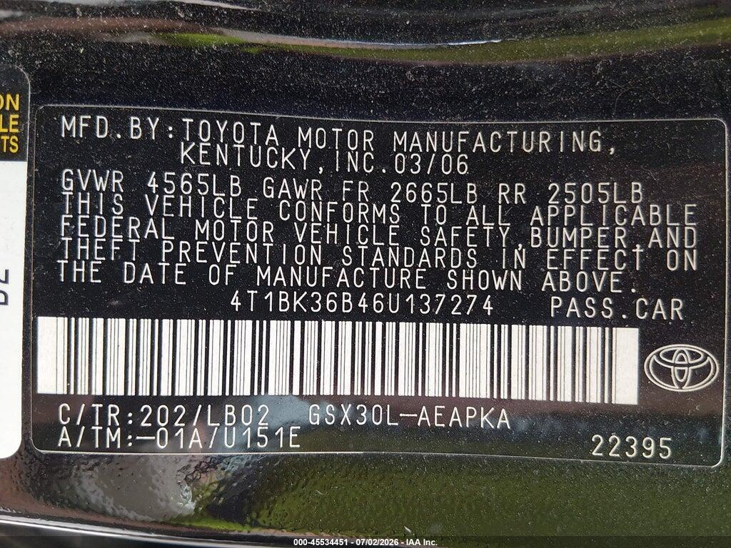 4T1BK36B46U137274 2006 TOYOTA AVALON photo no. 9