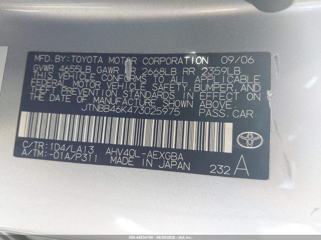 JTNBB46K473025975 2007 TOYOTA CAMRY HYBRID photo no. 9