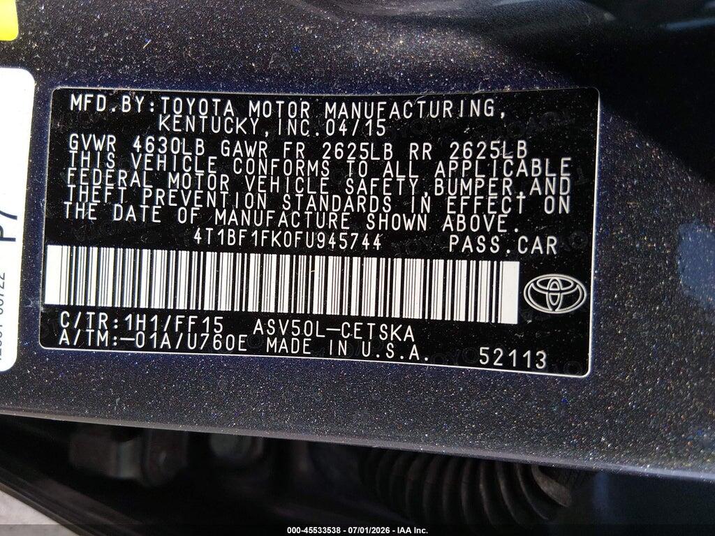 4T1BF1FK0FU945744 2015 TOYOTA CAMRY photo no. 9