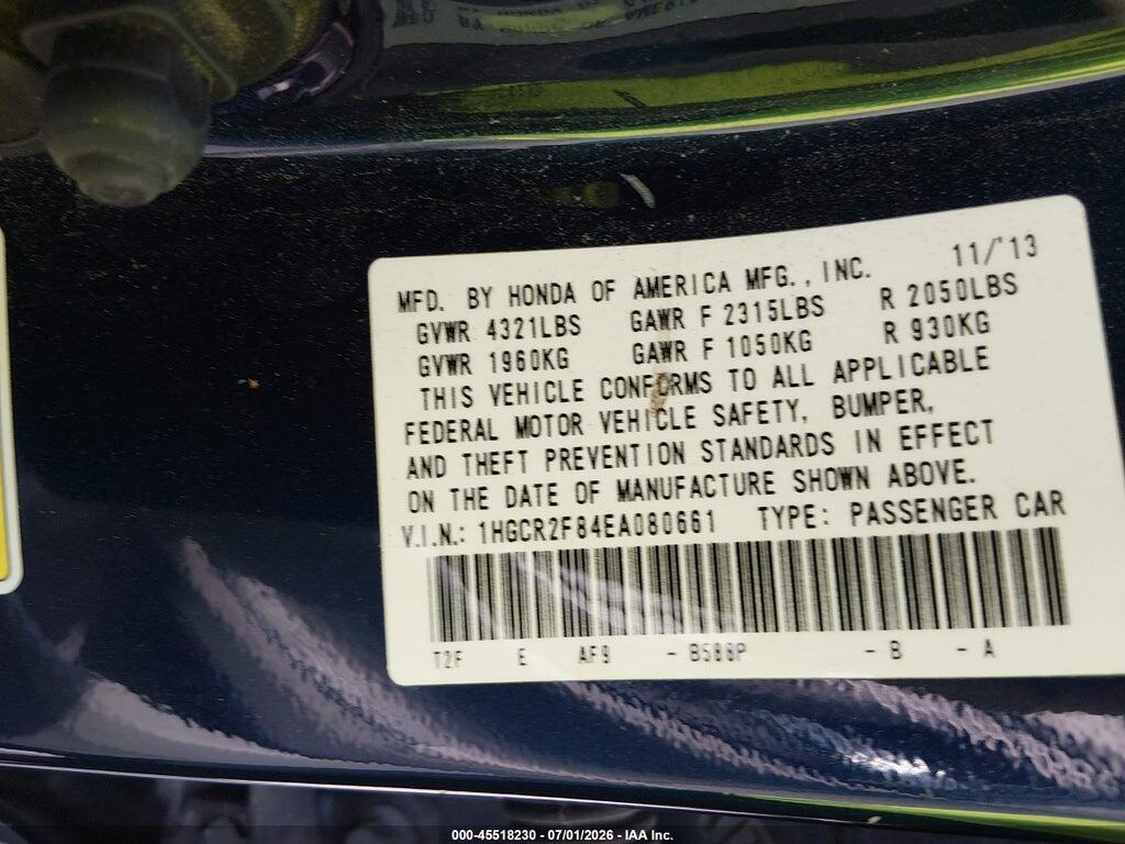 1HGCR2F84EA080661 2014 HONDA ACCORD photo no. 9