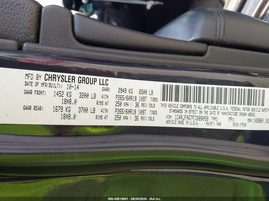 1C4RJFAG7FC689058 2015 JEEP GRAND CHEROKEE photo no. 9