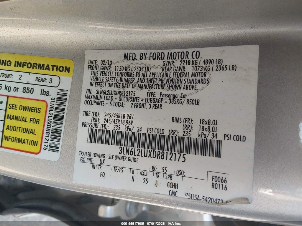 3LN6L2LUXDR812175 2013 LINCOLN MKZ HYBRID photo no. 9