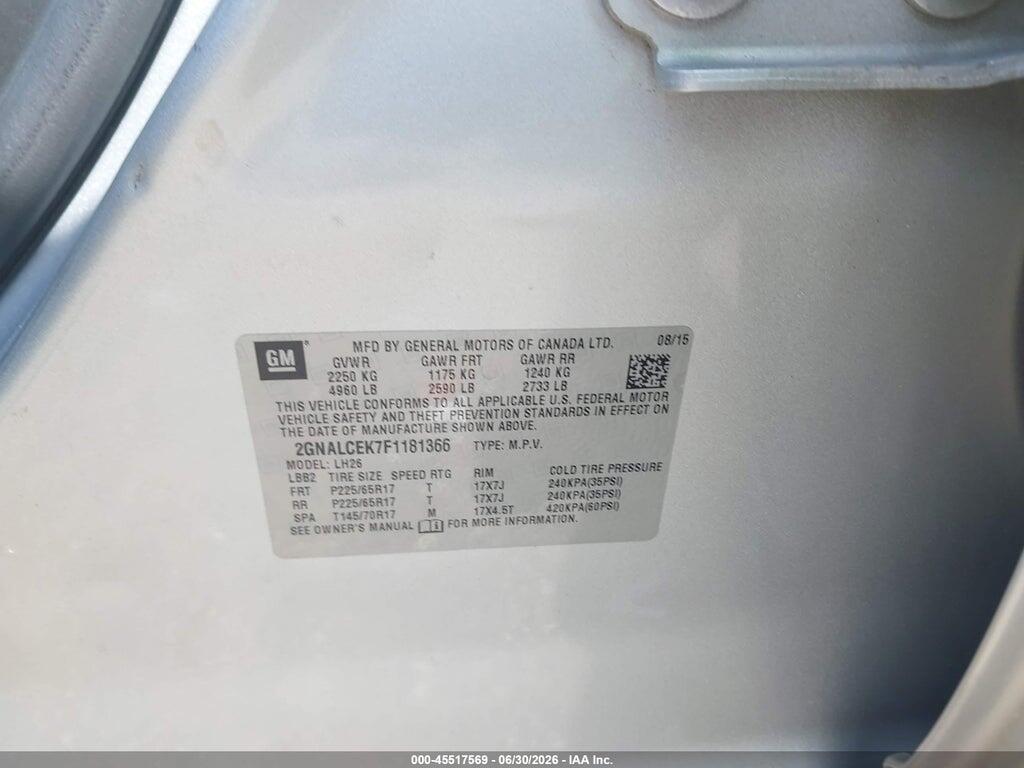 2GNALCEK7F1181366 2015 CHEVROLET EQUINOX photo no. 9