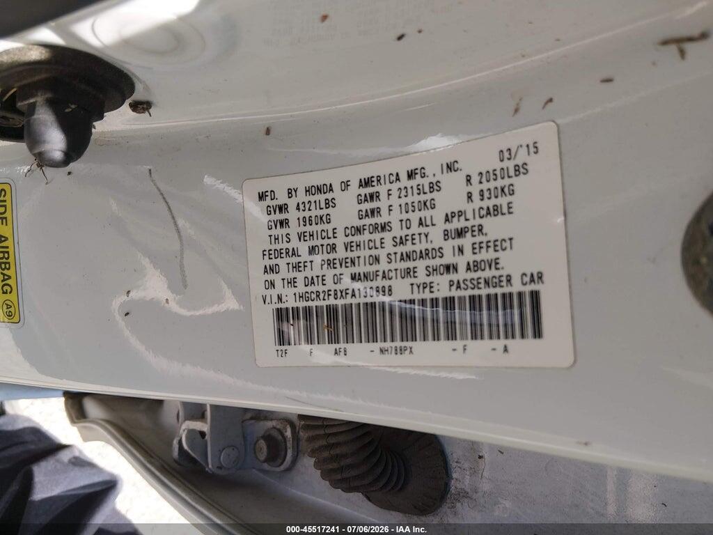 1HGCR2F8XFA130898 2015 HONDA ACCORD photo no. 9