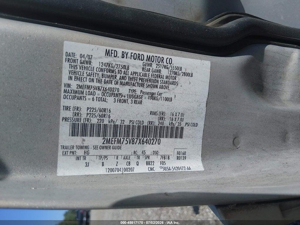 2MEFM75V87X640270 2007 MERCURY GRAND MARQUIS photo no. 9