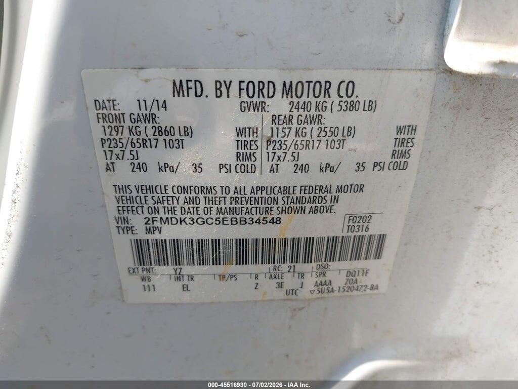 2FMDK3GC5EBB34548 2014 FORD EDGE photo no. 9
