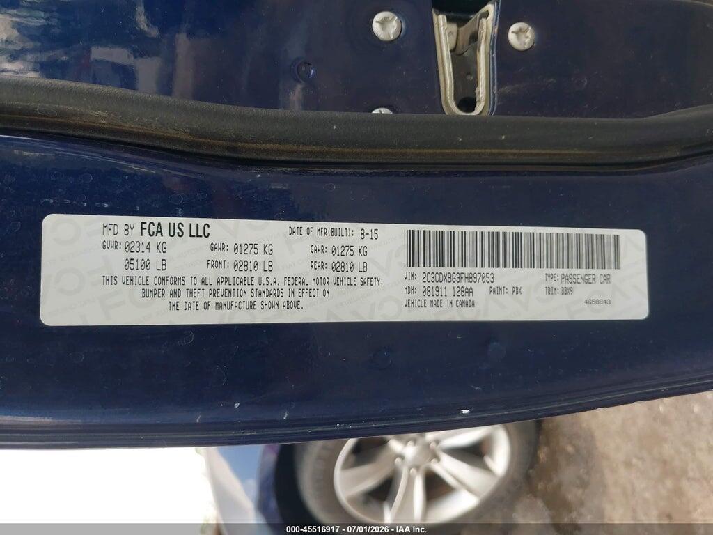 2C3CDXBG3FH897053 2015 DODGE CHARGER photo no. 9