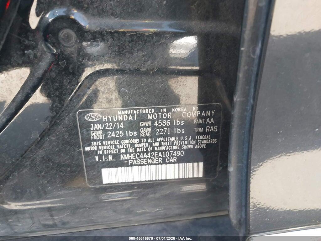 KMHEC4A42EA107490 2014 HYUNDAI SONATA HYBRID photo no. 9