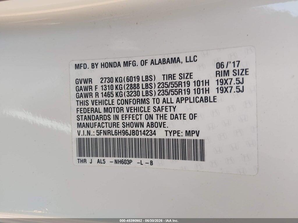 5FNRL6H96JB014234 2018 HONDA ODYSSEY photo no. 9