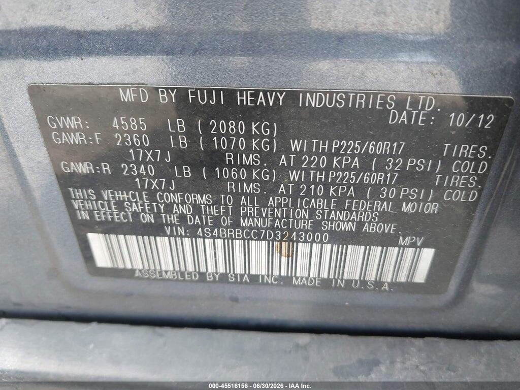 4S4BRBCC7D3243000 2013 SUBARU OUTBACK photo no. 9