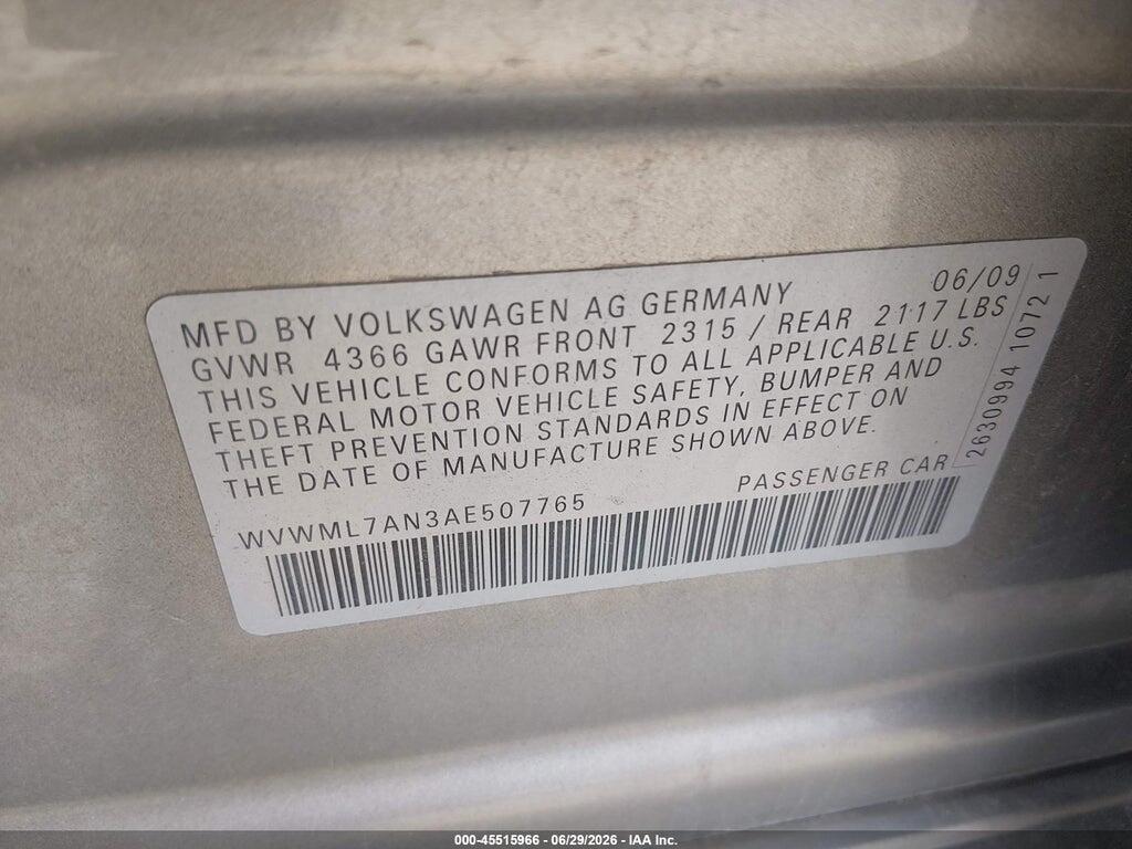 WVWML7AN3AE507765 2010 VOLKSWAGEN CC photo no. 9