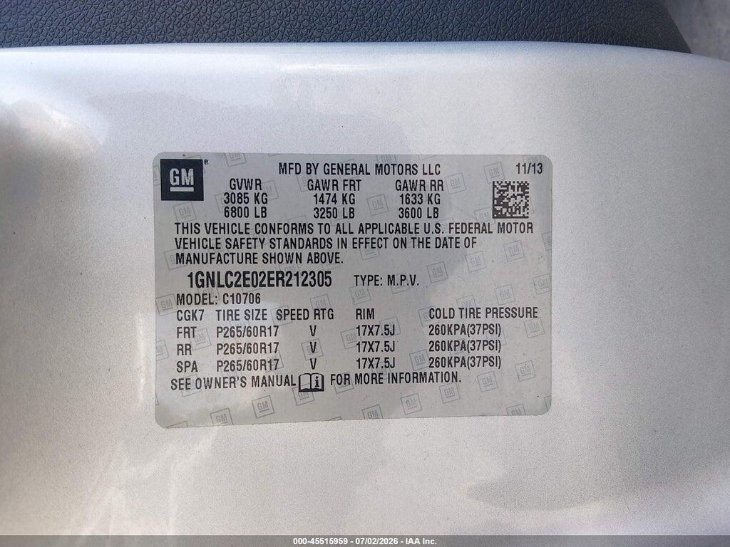 1GNLC2E02ER212305 2014 CHEVROLET TAHOE photo no. 9