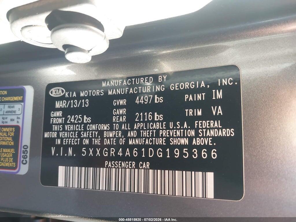 5XXGR4A61DG195366 2013 KIA OPTIMA photo no. 9