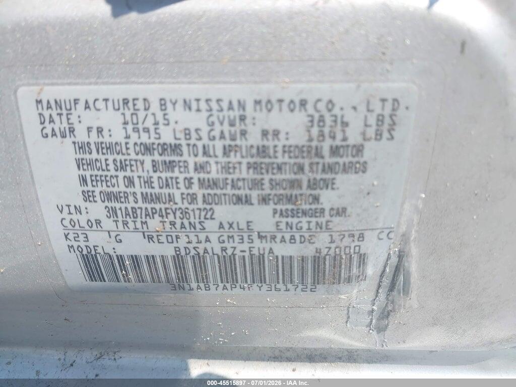 3N1AB7AP4FY361722 2015 NISSAN SENTRA photo no. 9