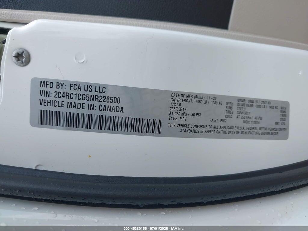2C4RC1CG5NR226500 2022 CHRYSLER VOYAGER photo no. 9