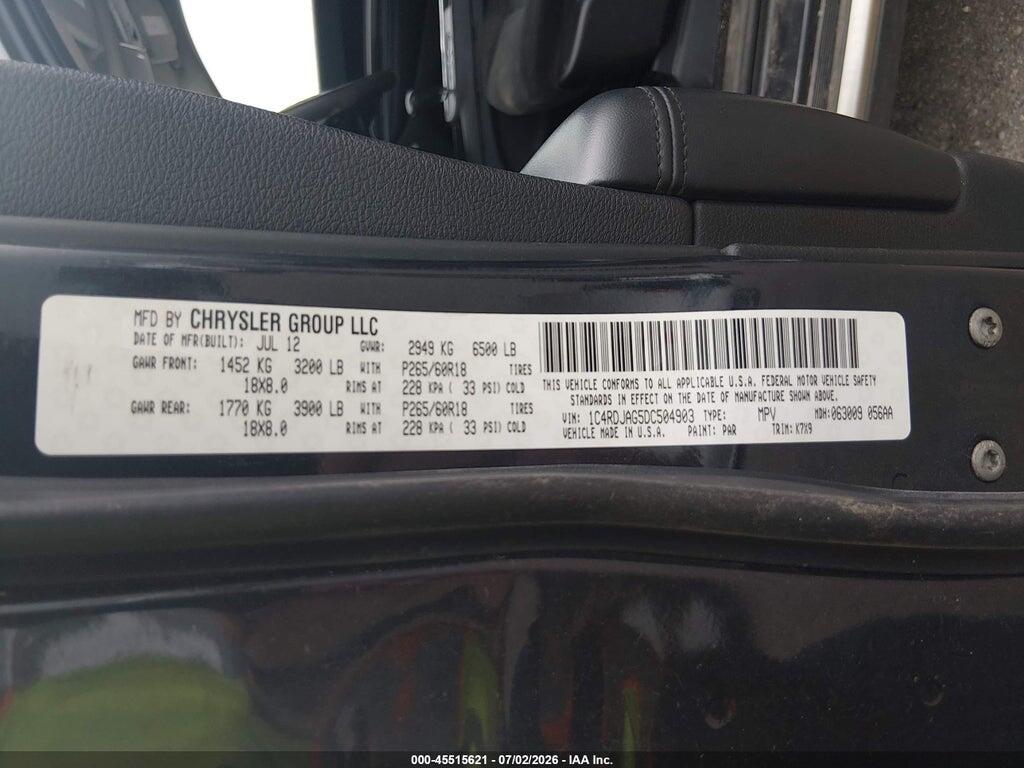1C4RDJAG5DC504903 2013 DODGE DURANGO photo no. 9