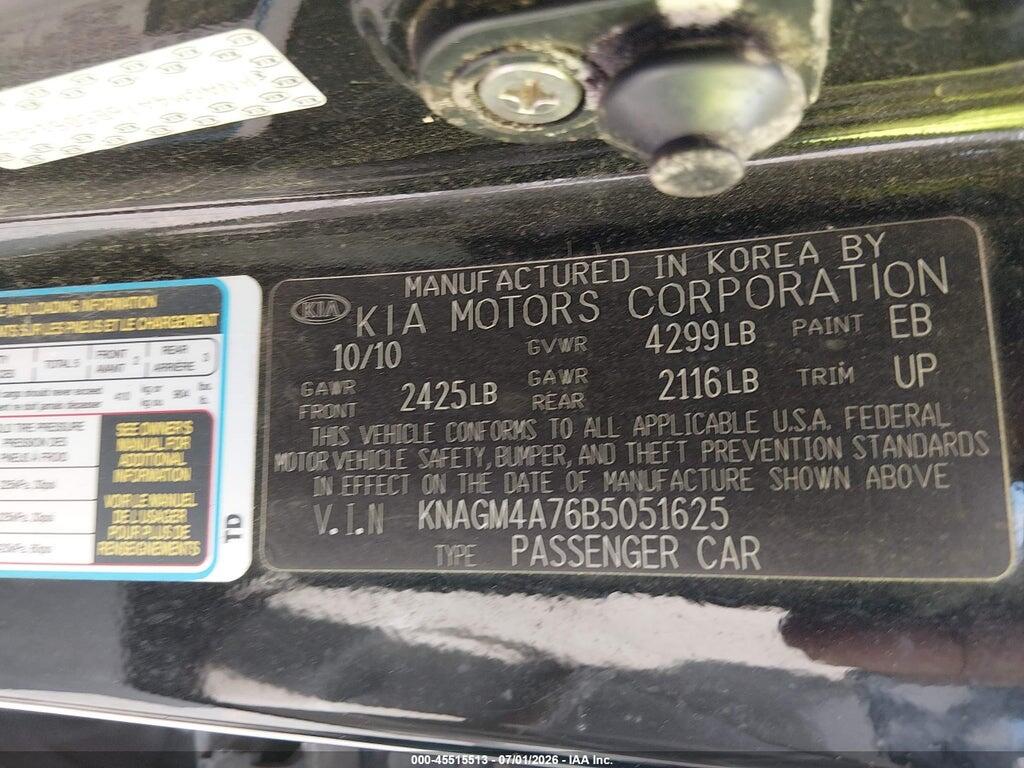 KNAGM4A76B5051625 2011 KIA OPTIMA photo no. 9