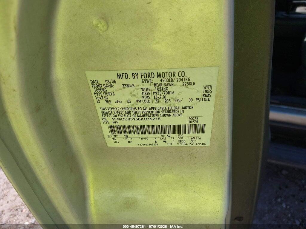 1FMCU03156KD19215 2006 FORD ESCAPE photo no. 9