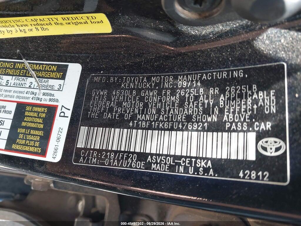 4T1BF1FK6FU476921 2015 TOYOTA CAMRY photo no. 9