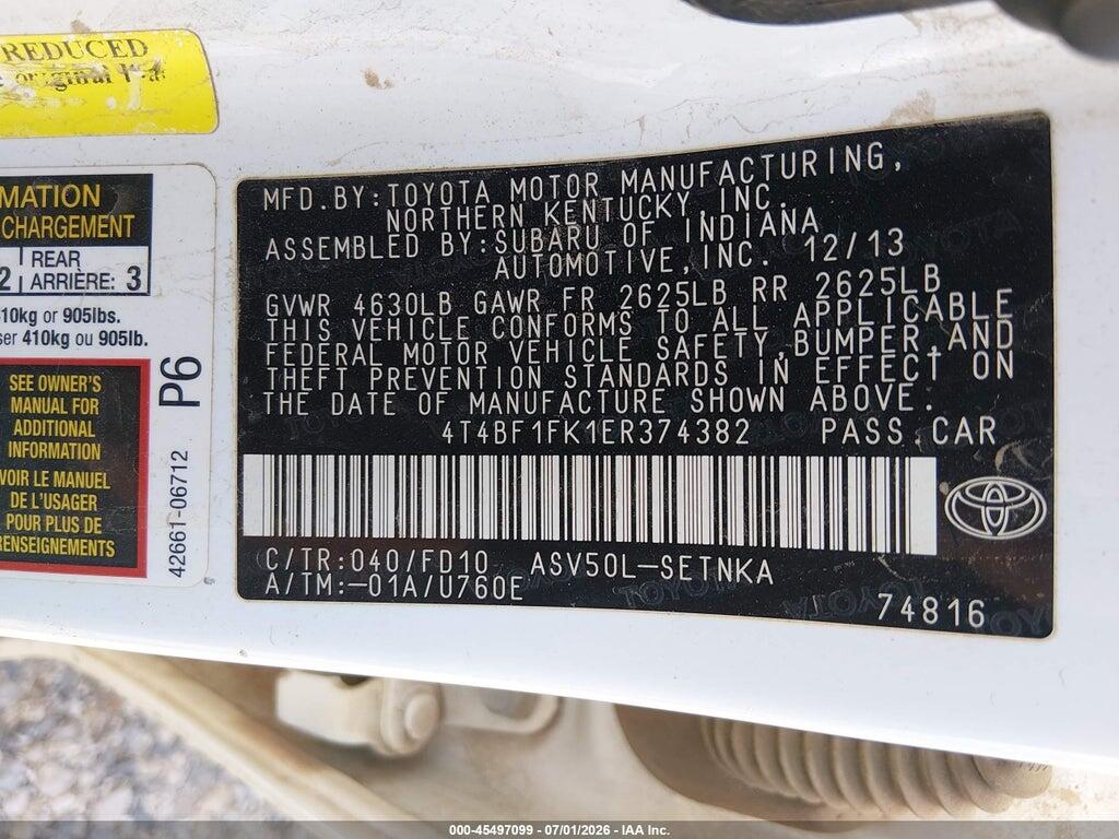 4T4BF1FK1ER374382 2014 TOYOTA CAMRY photo no. 9