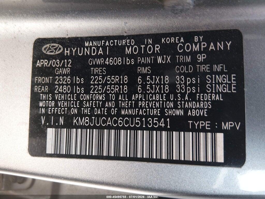 KM8JUCAC6CU513541 2012 HYUNDAI TUCSON photo no. 9