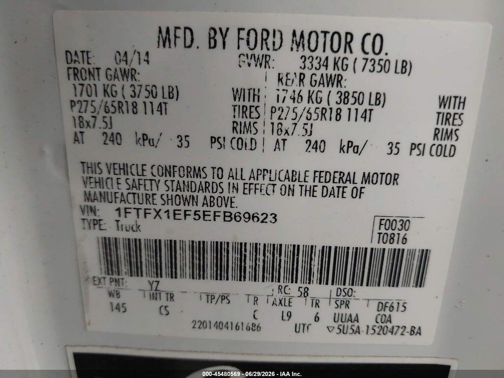 1FTFX1EF5EFB69623 2014 FORD F-150 photo no. 9
