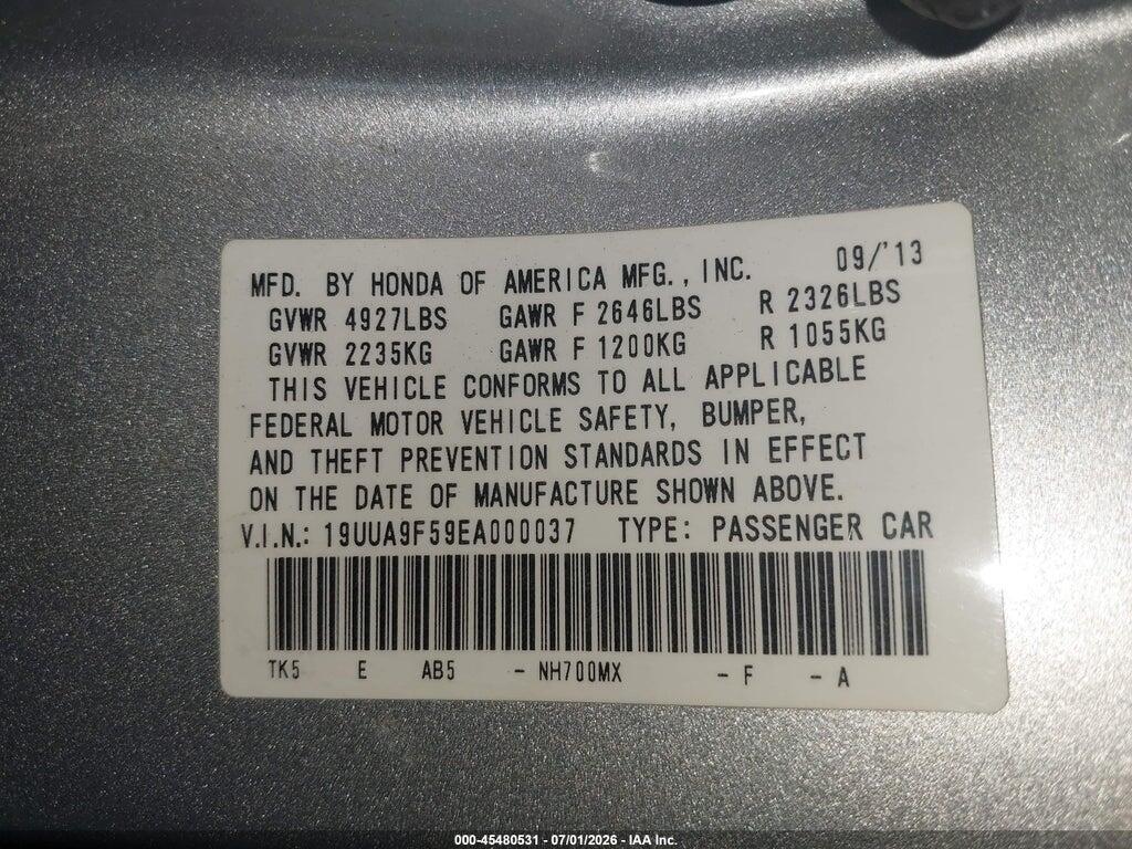 19UUA9F59EA000037 2014 ACURA TL photo no. 9