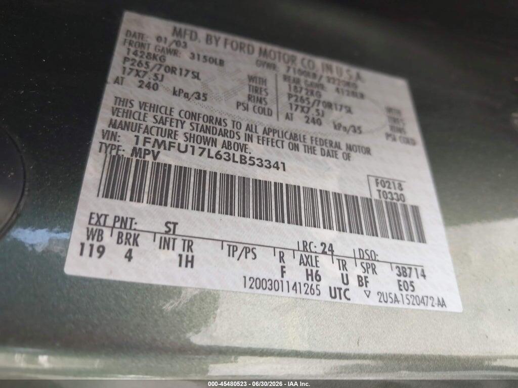 1FMFU17L63LB53341 2003 FORD EXPEDITION photo no. 9