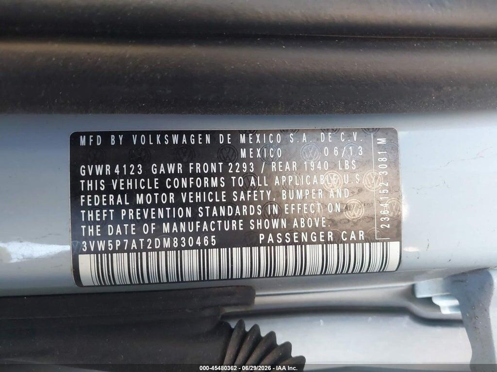 3VW5P7AT2DM830465 2013 VOLKSWAGEN BEETLE photo no. 9