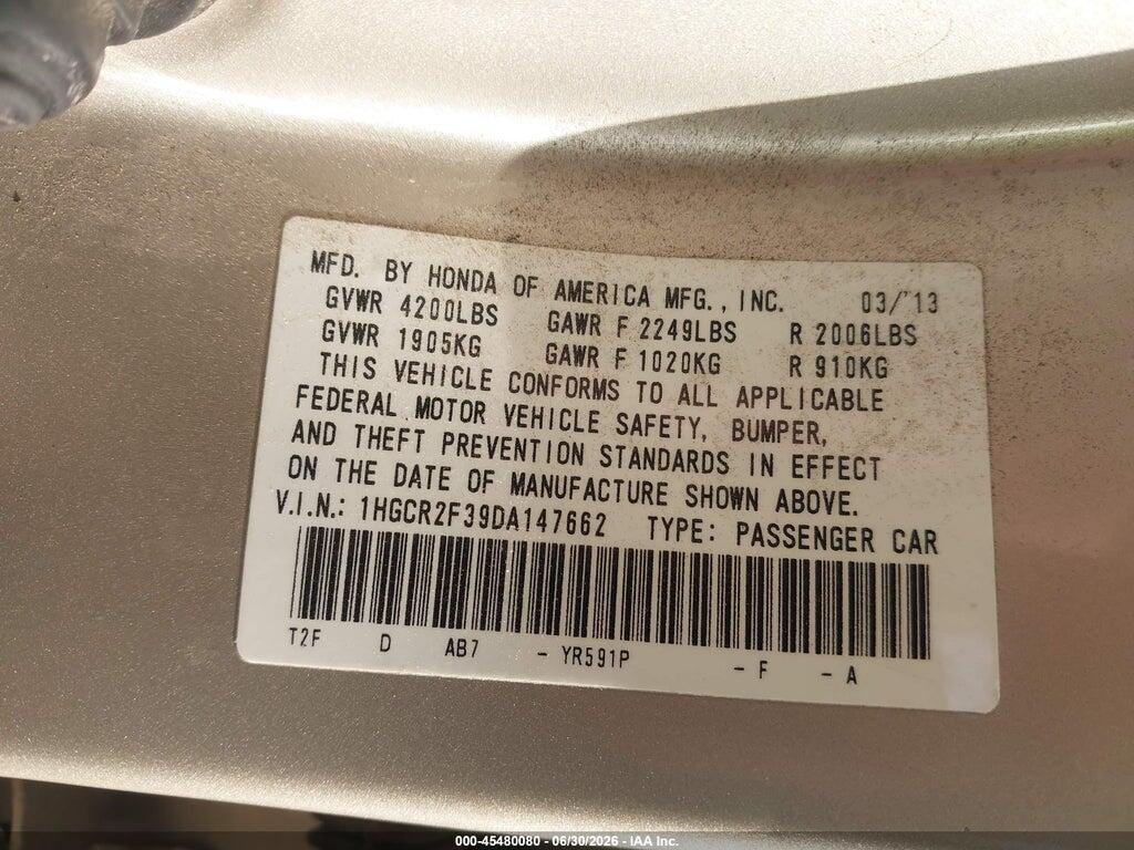 1HGCR2F39DA147662 2013 HONDA ACCORD photo no. 9