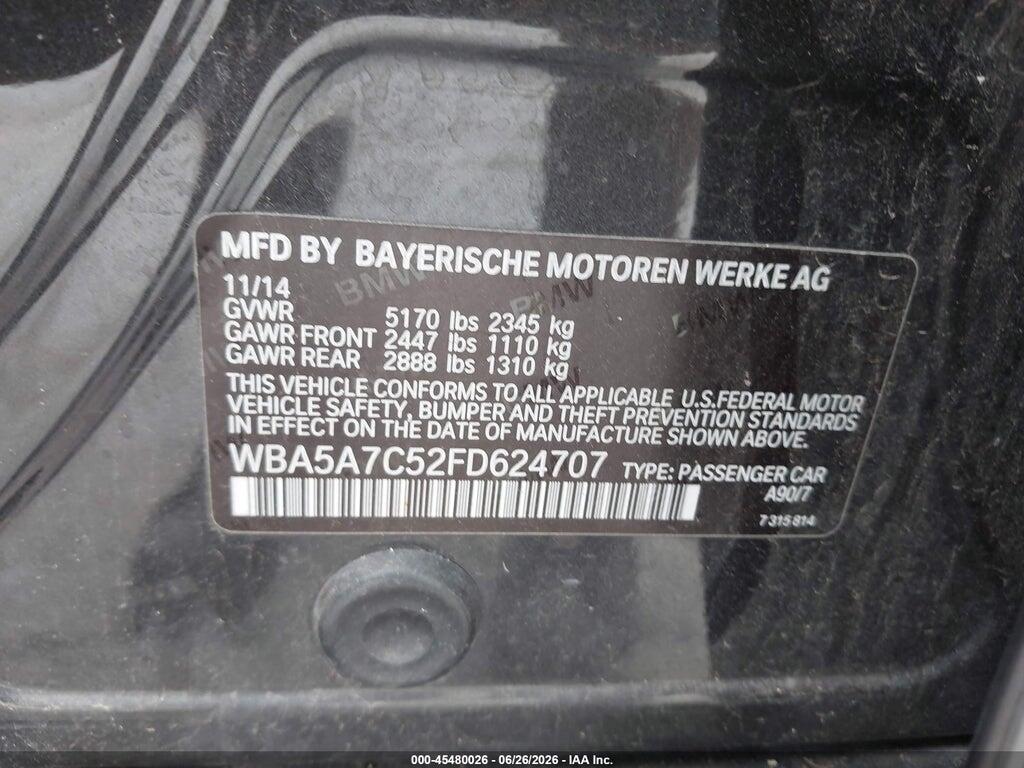 WBA5A7C52FD624707 2015 BMW 528I photo no. 9