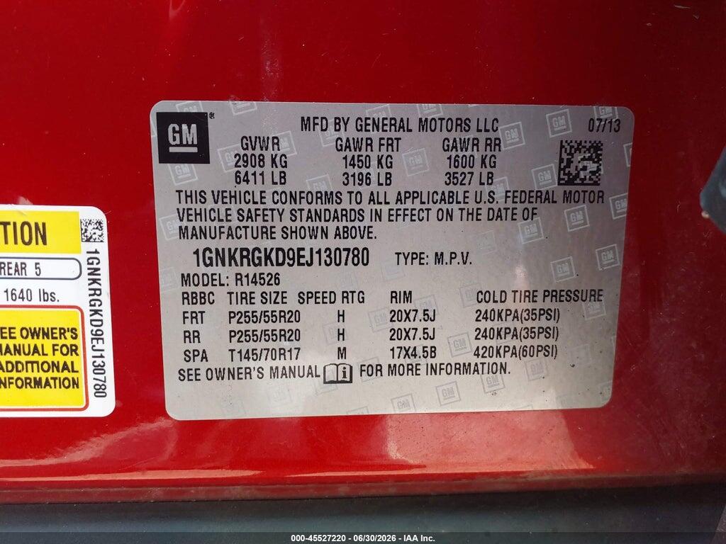 1GNKRGKD9EJ130780 2014 CHEVROLET TRAVERSE photo no. 9