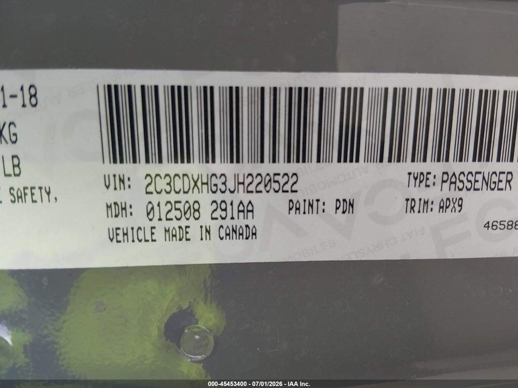 2C3CDXHG3JH220522 2018 DODGE CHARGER photo no. 9