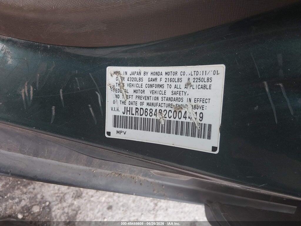 JHLRD68482C004419 2002 HONDA CR-V photo no. 9
