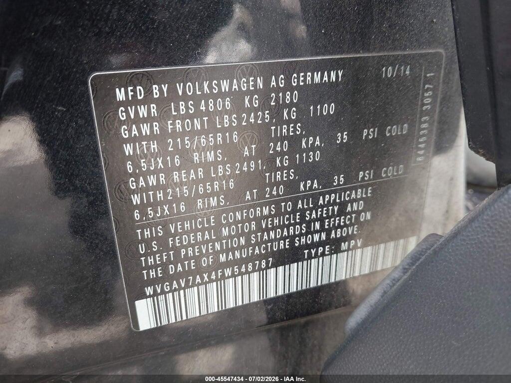 WVGAV7AX4FW548787 2015 VOLKSWAGEN TIGUAN photo no. 9