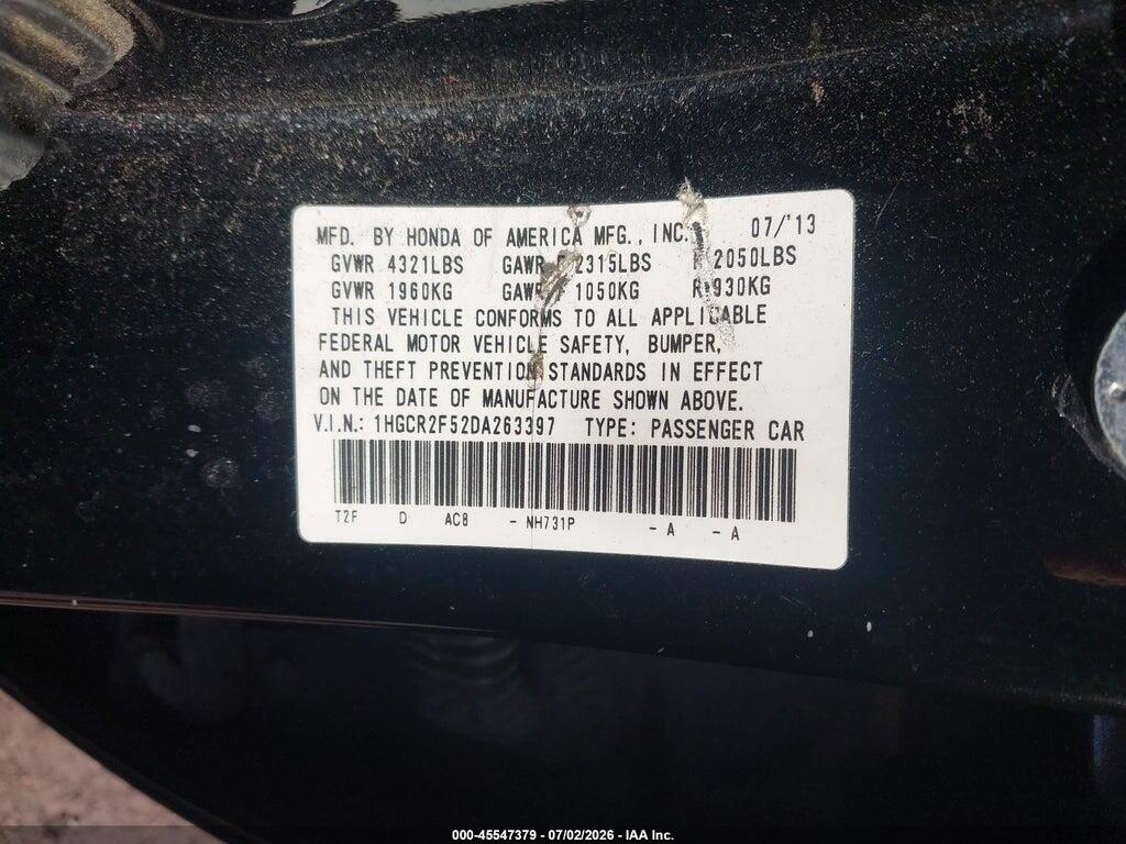 1HGCR2F52DA263397 2013 HONDA ACCORD photo no. 9
