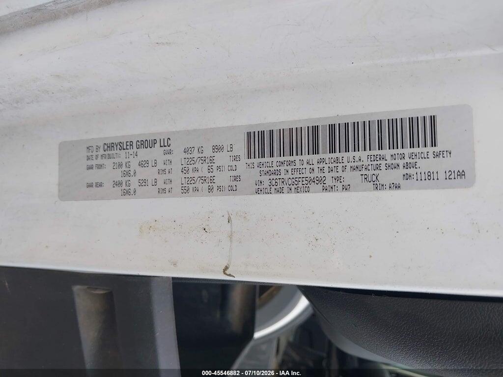 3C6TRVCG5FE504902 2015 RAM PROMASTER 2500 photo no. 9