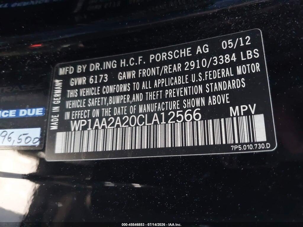 WP1AA2A20CLA12566 2012 PORSCHE CAYENNE photo no. 9
