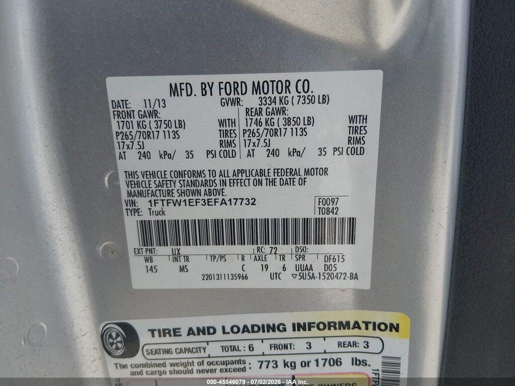 1FTFW1EF3EFA17732 2014 FORD F-150 photo no. 9
