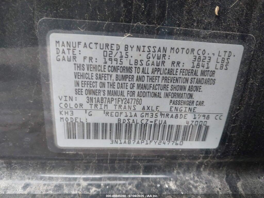 3N1AB7AP1FY247760 2015 NISSAN SENTRA photo no. 9